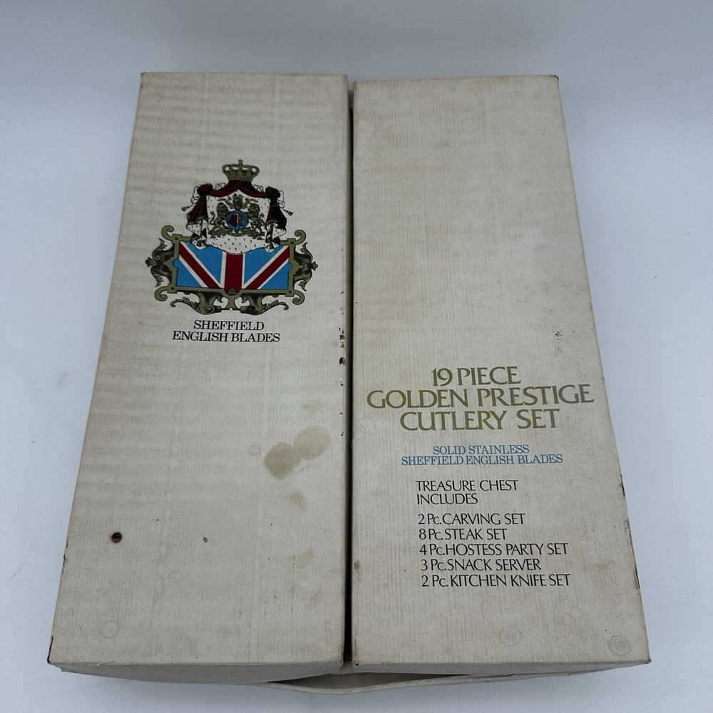 Vintage Sheffield Golden Prestige 15 of 19 pc Set of Kitchen‎ Knives  NOS